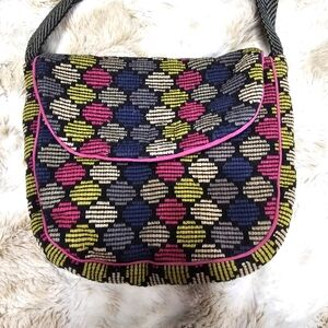 Nomads Fair Trade Multi Colored Circle Patterns Woven Crossbody Bag